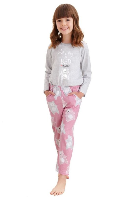 Dívčí pyžamo Sofia šedé medvídek - Dámské oblečení pyžama