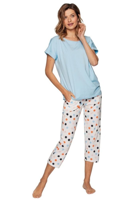 Luxusní dámské pyžamo Lenka modré - Dámské oblečení pyžama