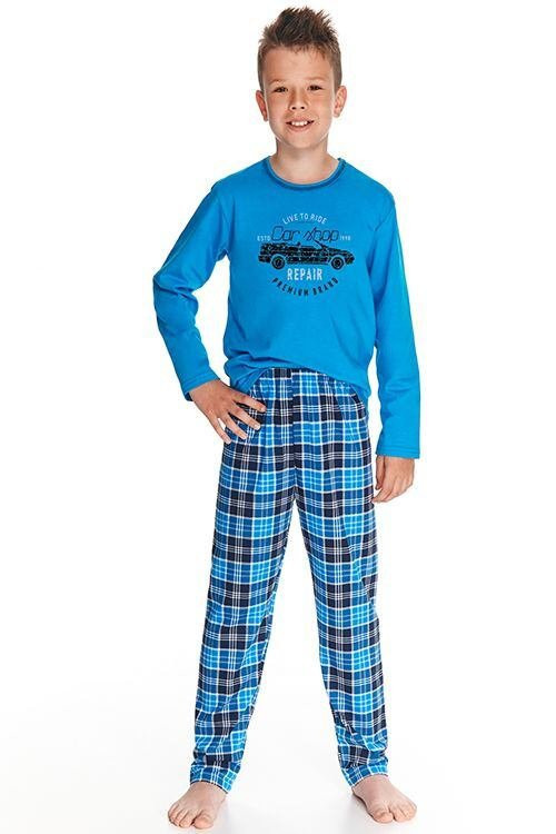 Chlapecké pyžamo Mario modré s autem - Dámské oblečení pyžama
