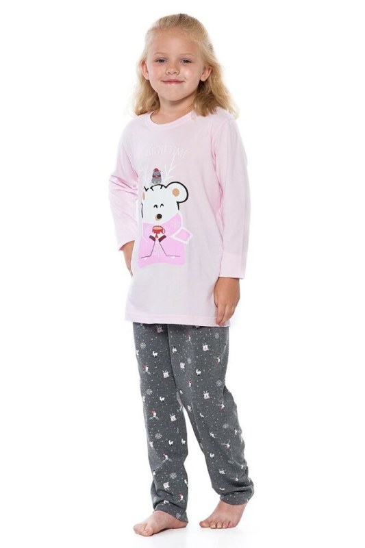 Dívčí pyžamo Winter růžové s medvídkem - Dámské oblečení pyžama