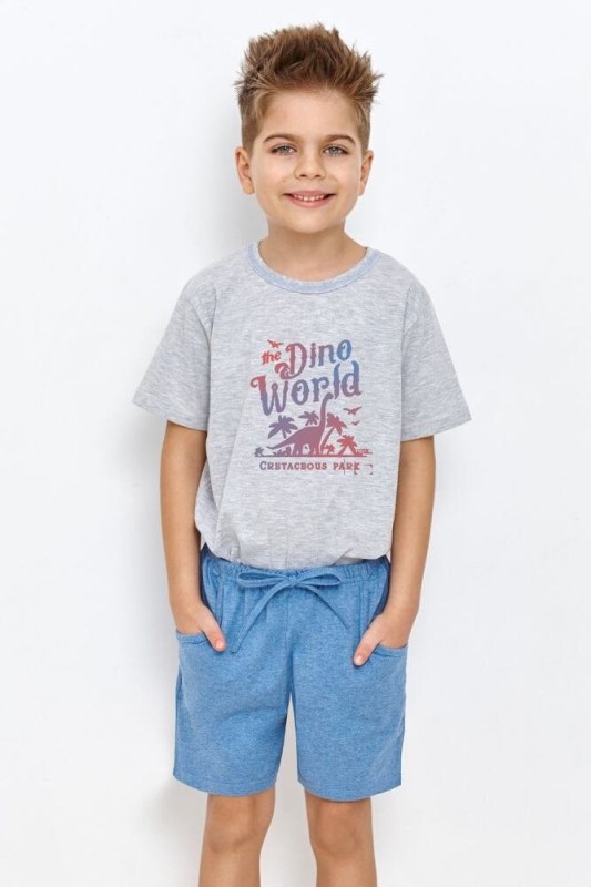 Chlapecké pyžamo Zane šedé s dinosaurem - Dámské oblečení pyžama