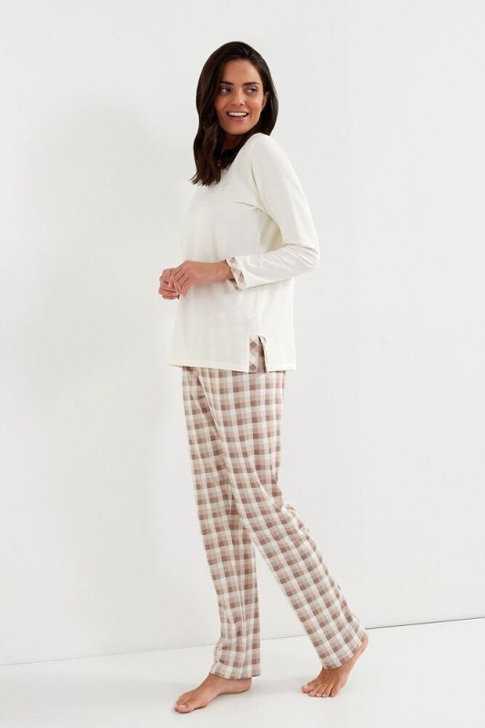 Luxusní dámské pyžamo Radka ecru - Dámské oblečení pyžama