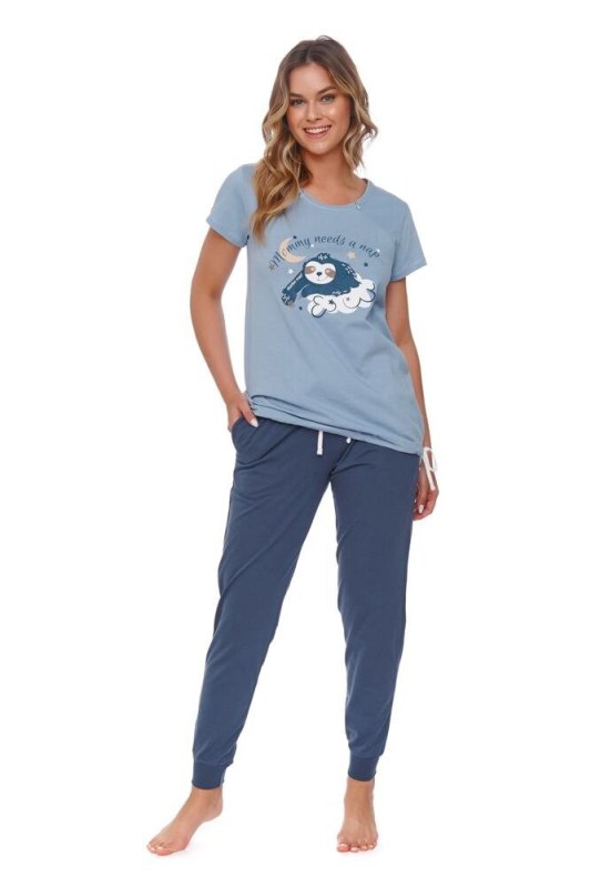 Mateřské dámské pyžamo Lenochod modré - Dámské oblečení pyžama