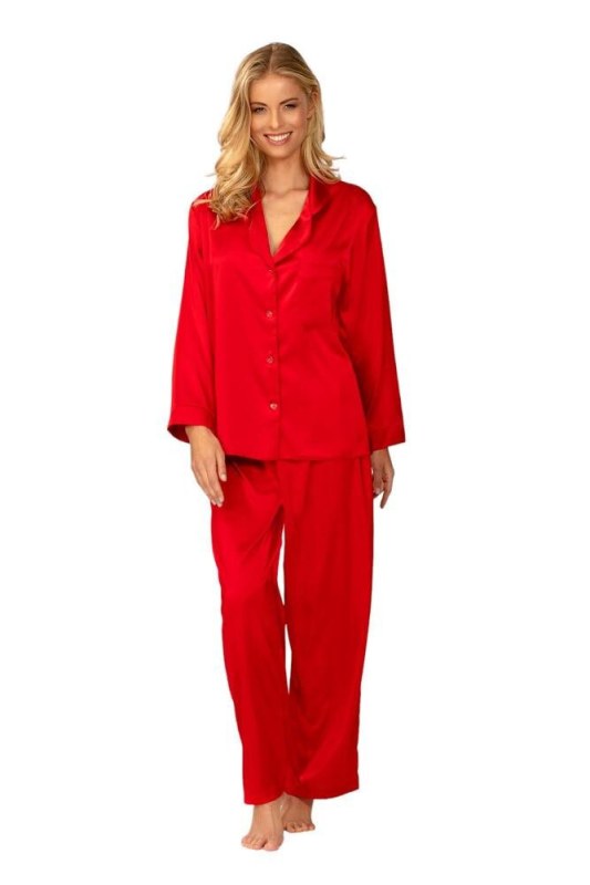 Dámské saténové pyžamo Amina červené - Dámské oblečení pyžama
