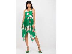 Zelené zavinovací šaty s květinovými ramínky