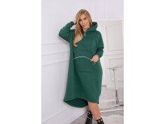 Zateplené šaty s kapucí tmavě zelené 6600620