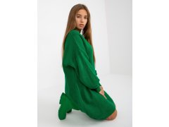 Zelené pletené šaty s výstřihem do V RUE PARIS