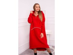 Zateplené šaty s kapucí červené 6600832