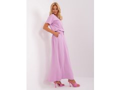 Světle fialové basic letní šaty s kapsami