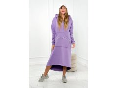 Zateplené šaty s kapucí fialové
