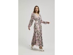 Dámské maxi šaty MOODO - béžové s květinovým vzorem