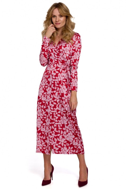 Dámské šaty K083 Červená s růžovou - Makover