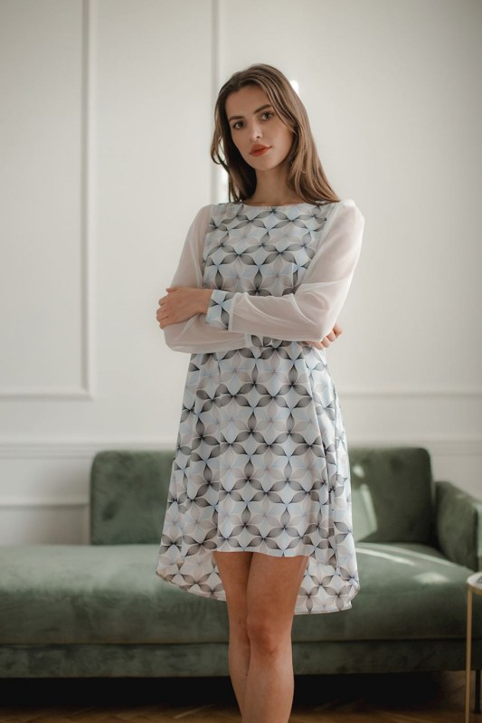 Dámské šaty L082 bílo/modré - Lenitif - šaty