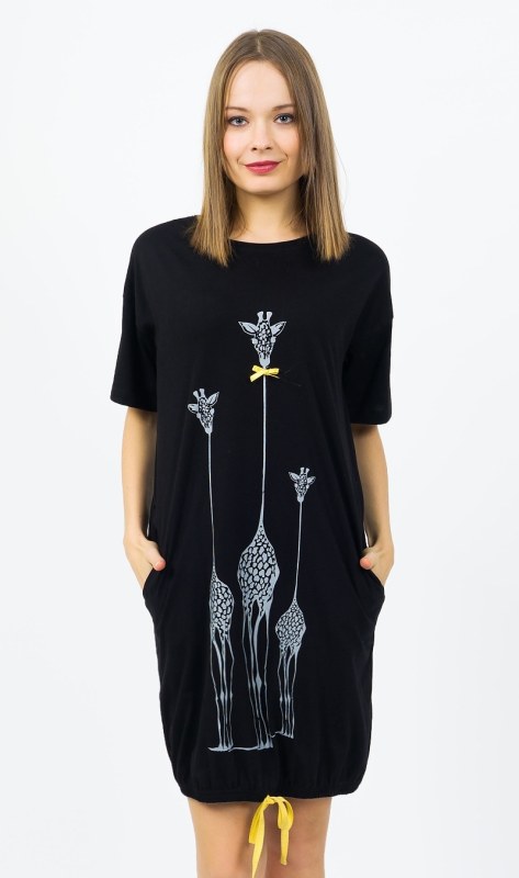 Dámské domácí šaty s krátkým rukávem Žirafy - Dámské oblečení šaty