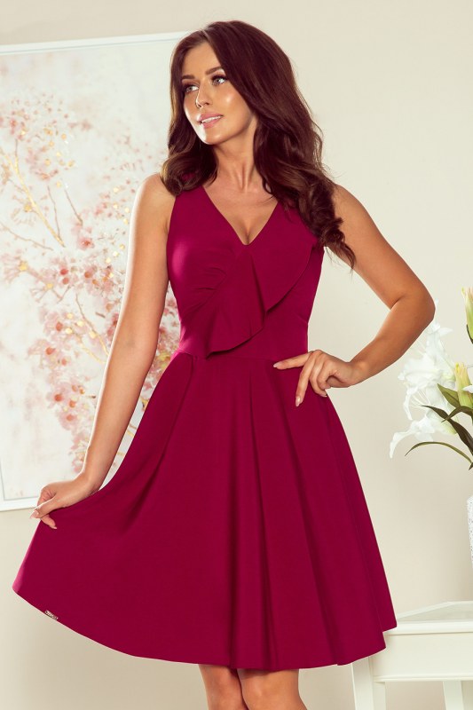 ANITA - Dámské šaty v bordó barvě s volánkem 274-1 - Dámské oblečení šaty