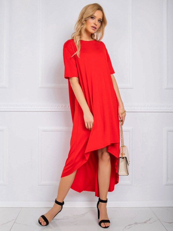 RUE PARIS Červené volné šaty - Dámské oblečení šaty
