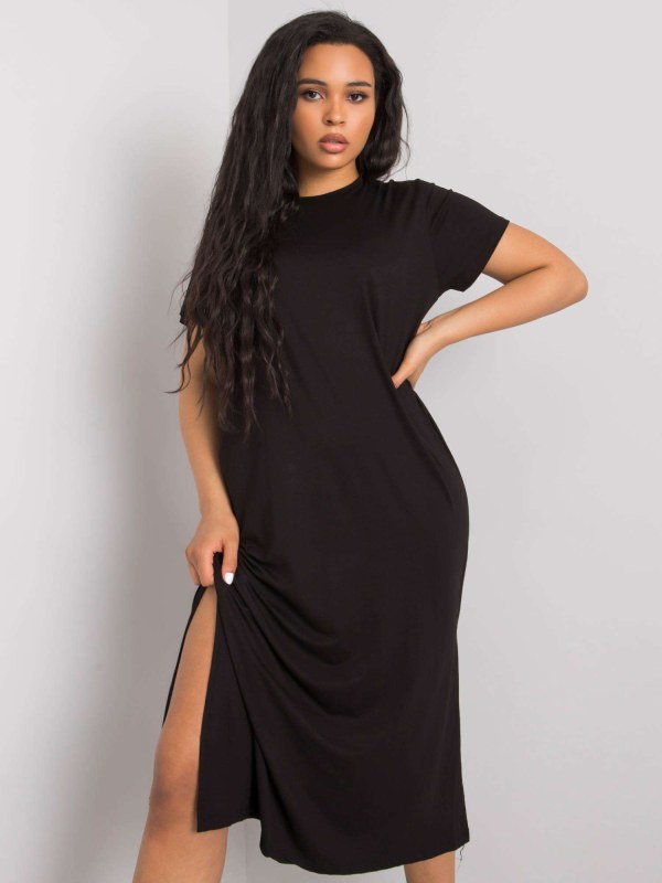 Černé plus velikosti základní šaty - šaty
