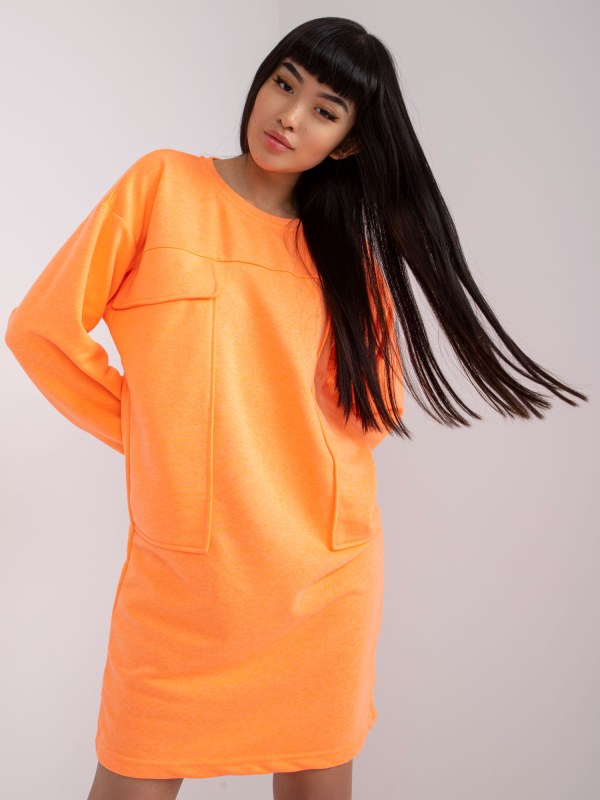 Oranžové šaty s carrarskými kapsami - Dámské oblečení šaty