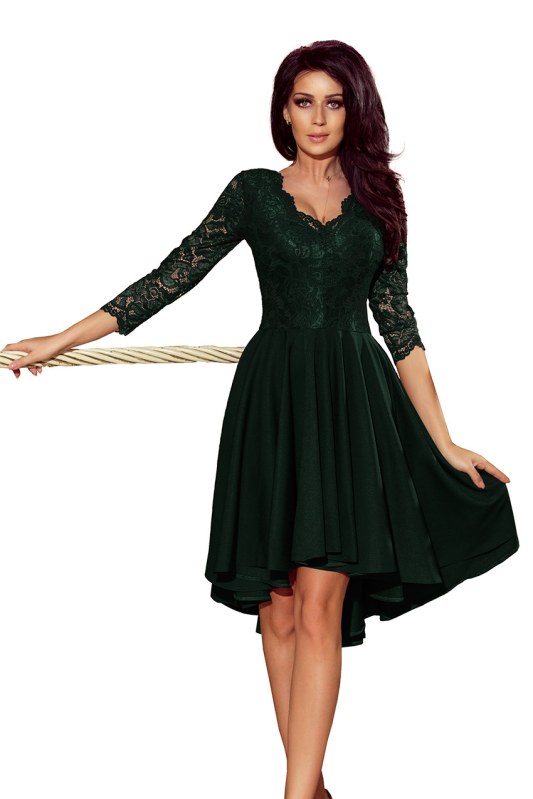 Šaty s krajkovým výstřihem Numoco NICOLLE - zelené - Dámské oblečení šaty