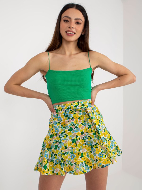 Dámská mini sukně-šortky NM SD AB033.46P Žlutá mix - FPrice - sukně