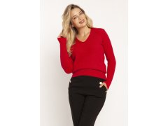 Dámský svetr s dlouhým rukávem Swe243 Red - MKN