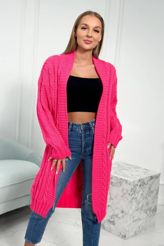 Pletený svetr růžový neon - Dámské oblečení svetry