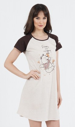 Dámská noční košile s krátkým rukávem Méďa - Pyžama a župany Ženy Dámské noční košile Dámské noční košile s krátkým rukávem