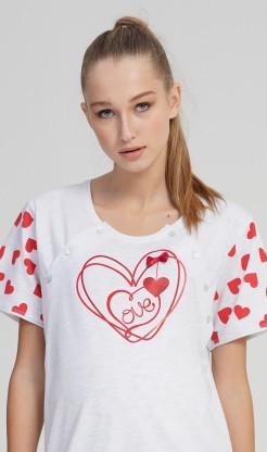 Dámská noční košile mateřská Love - Pyžama a župany Ženy Dámské noční košile Kojící noční košile Kojící noční košile s krátkým rukávem