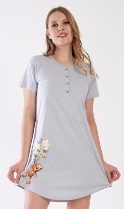 Dámská noční košile s krátkým rukávem Méďa s balónky - Pyžama a župany Ženy Dámské noční košile Kojící noční košile Kojící noční košile s krátkým rukávem
