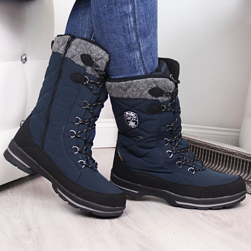 Dámské nepromokavé sněhové boty sn10/23 tmavě modrá s šedou - american Club