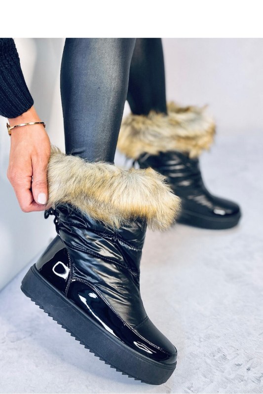 Dámské sněhule s kožíškem yy-58 černá - Inello - Dámské boty sněhule