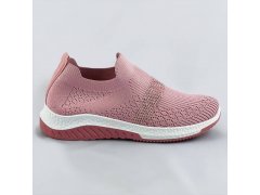 Růžové ažurové dámské boty se zirkony (C1057)