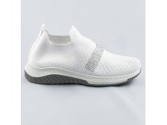Bílé ažurové dámské boty se zirkony (C1057)