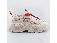 Béžovo-oranžové dámské sportovní boty s vysokou podrážkou (RA15)