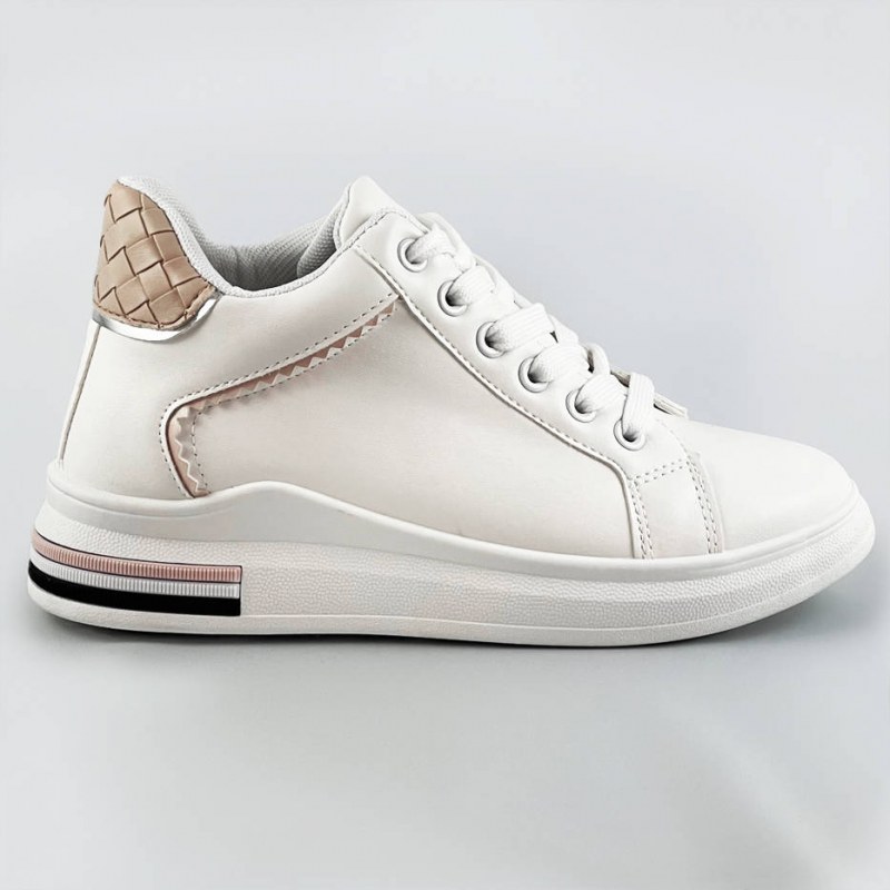 Bílo-béžové sportovní boty se skrytým klínem (666-16) - Dámské boty tenisky