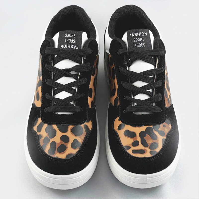 Černé dámské tenisky sneakers s panteřím vzorem (6363) - Dámské boty tenisky