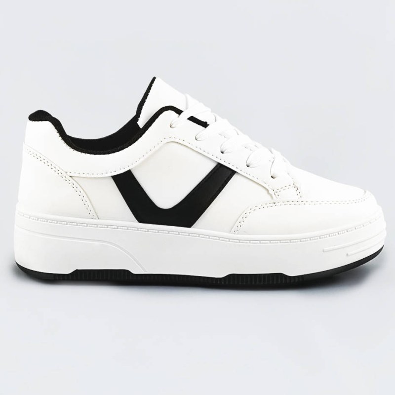 Bílo-černé dámské sportovní šněrovací boty (S070)