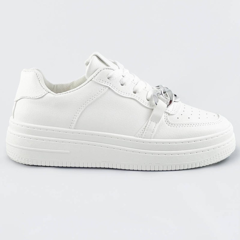Bílé dámské sportovní boty s řetízkem (B-545) - Dámské boty tenisky