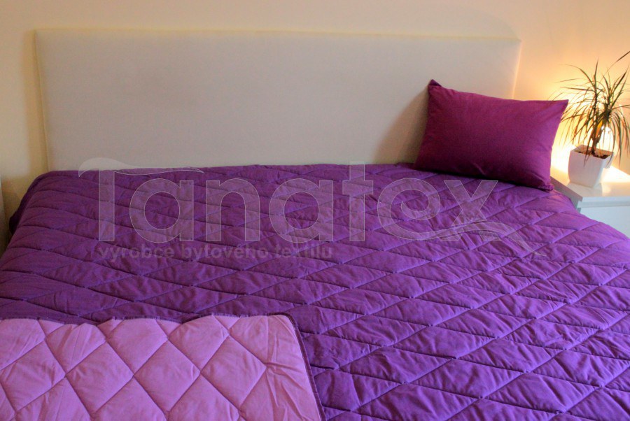 Přehoz Uni fialový - tmavě fialový - Přehoz na postel a deky Přehozy