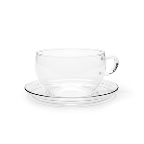 Jumbo - skleněný šálek s podšálkem - Čajové a kávové nádobí Skleněné hrnky, šálky