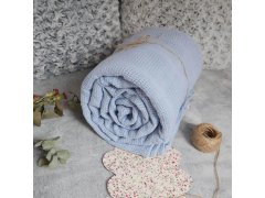 Deka z pletené bavlny 180 × 230 cm - modrá 1