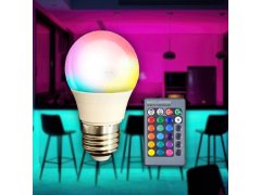LED RGB žárovka s ovladačem - 16 barev
