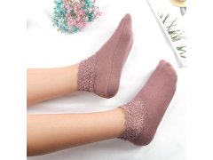 Teplé krajkové ponožky - růžové 1