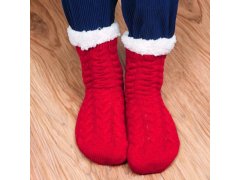 Teplé pletené ponožky - červené 1