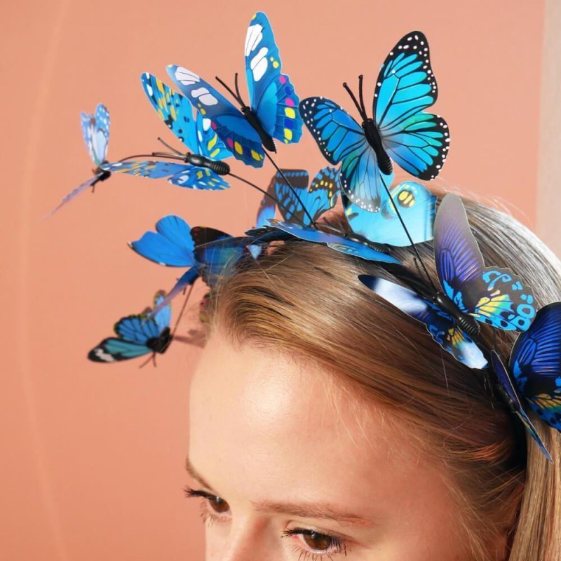 Čelenka s motýlky - modrá - Dárky