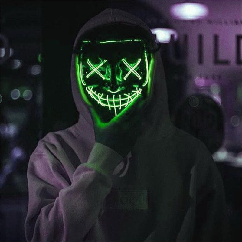 Děsivá svítící maska - zelená - Dárky