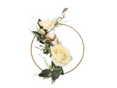 Věnec kovový kruh s růžemi 30cm