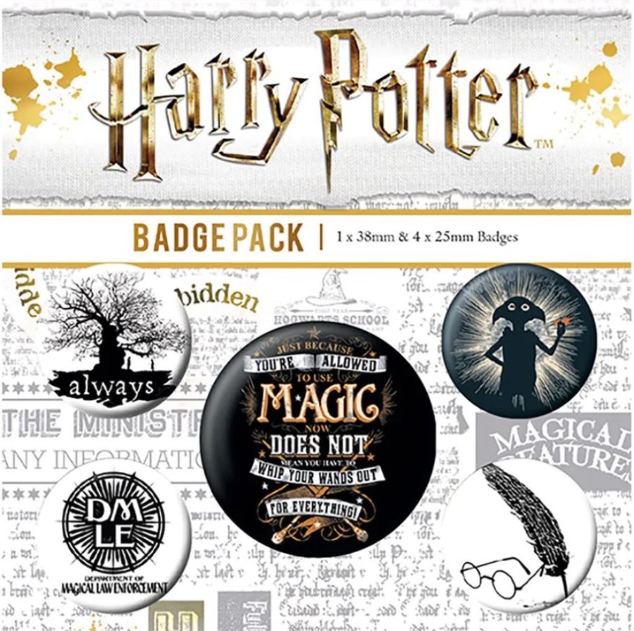 Placky - Odznaky - Set 5 Kusů - Harry Potter