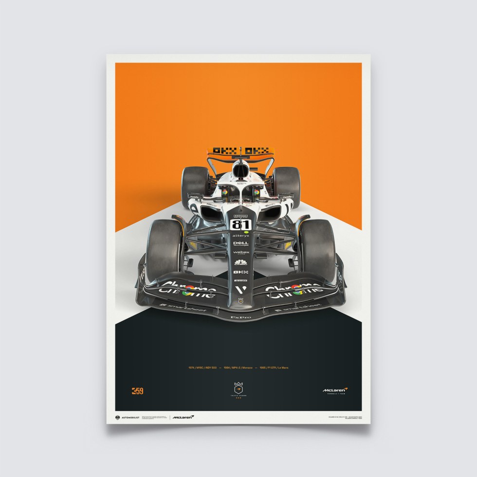 Automobilist Posters | McLaren Formula 1 Team - Oscar Piastri - The Triple Crown Livery - 60th Anniversary - 2023, Large, 50 x 70 cm - Další zboží F1 Plakáty