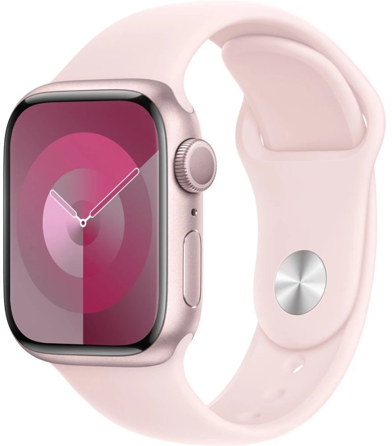 Apple Apple Watch Series 9 41mm Růžový hliník se světle růžovým sportovním řemínkem S/M - Hodinky Chytré hodinky Apple